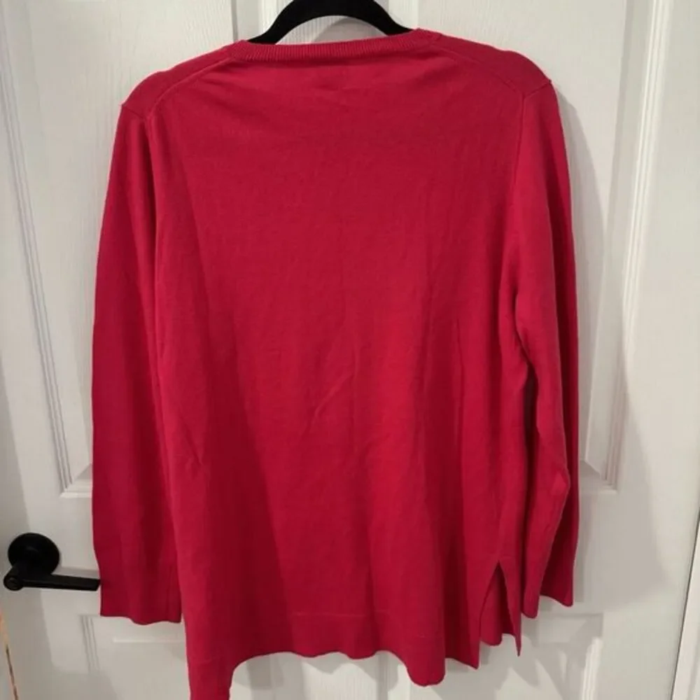 J Crew womens sz L Re-imagined‎ V neck oversize wool blend Pink Sweater preppy